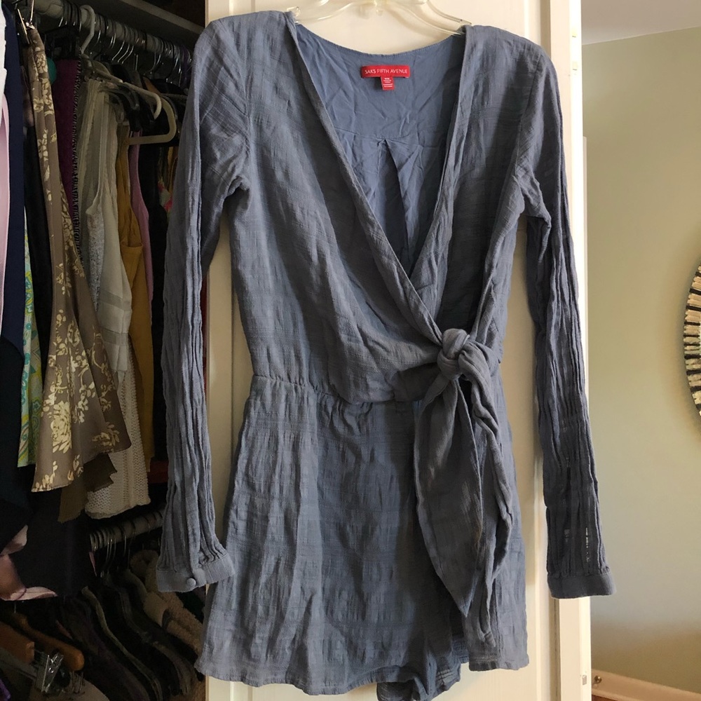 Saks Fifth Avenue blue romper size M, side tie